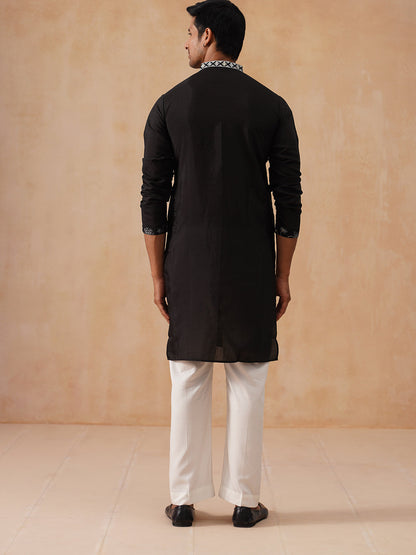 Silk Blend Embroidered Kurta