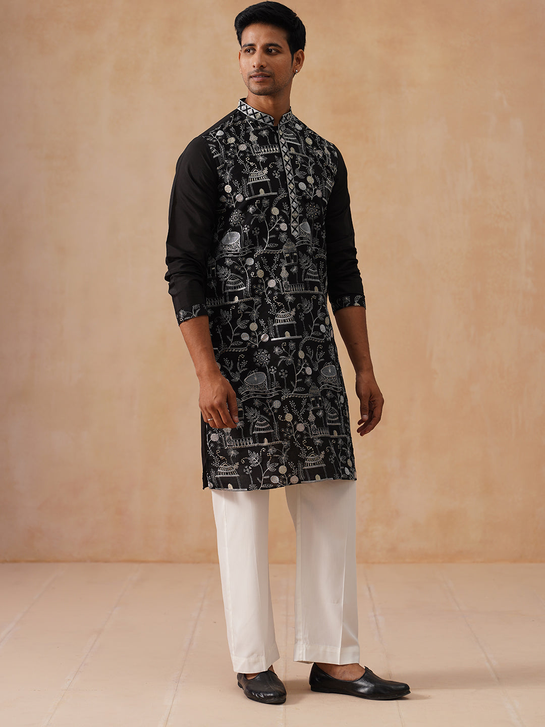 Silk Blend Embroidered Kurta