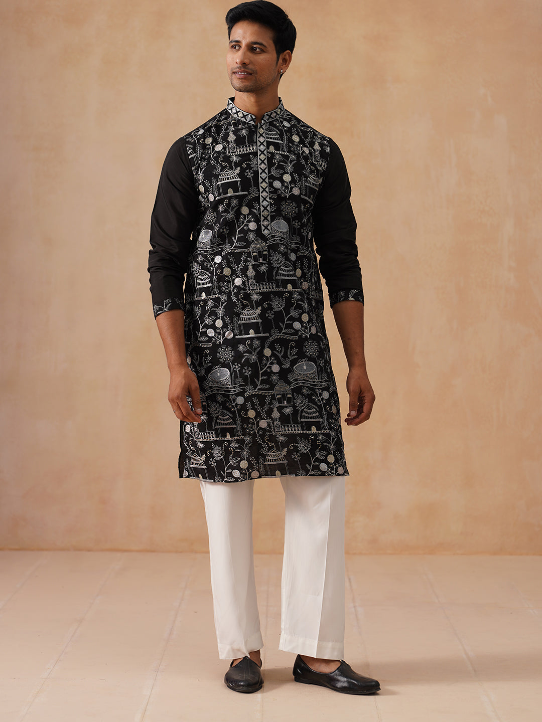 Silk Blend Embroidered Kurta