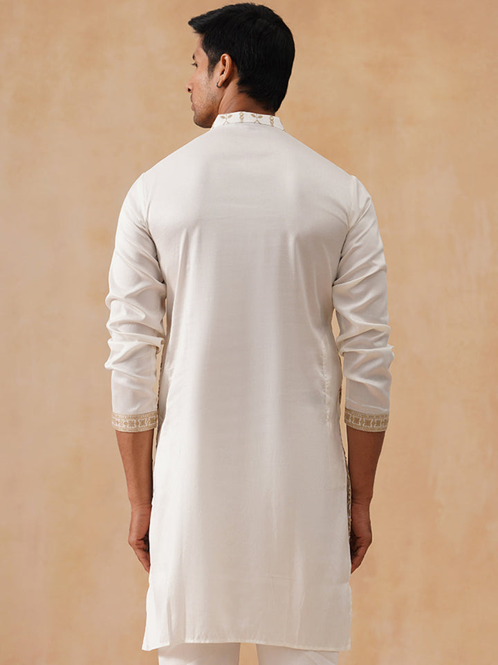 Silk Blend Embroidered Kurta