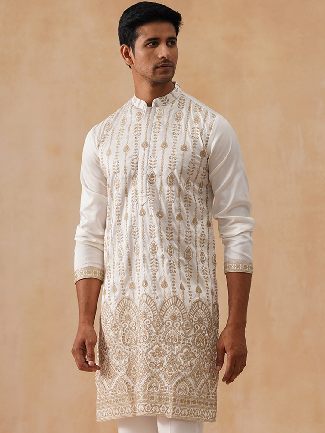 Silk Blend Embroidered Kurta