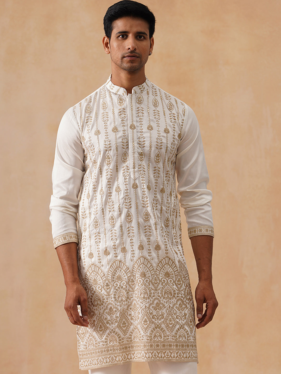 Silk Blend Embroidered Kurta