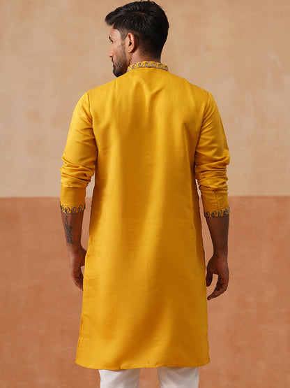 Silk Blend Embroidered Kurta