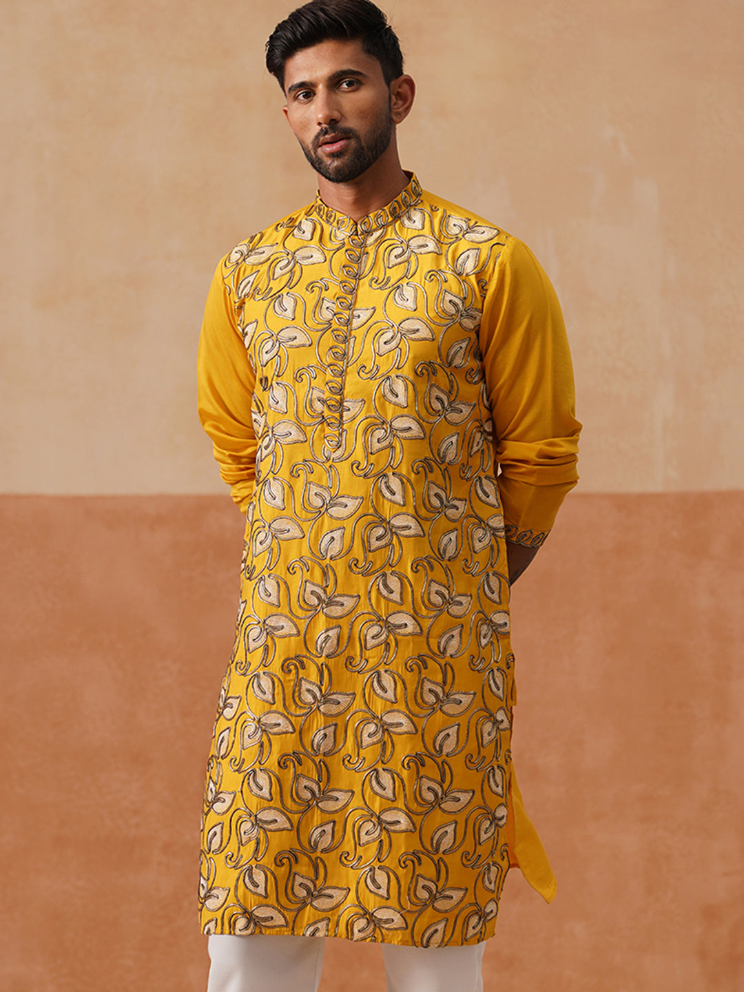 Silk Blend Embroidered Kurta