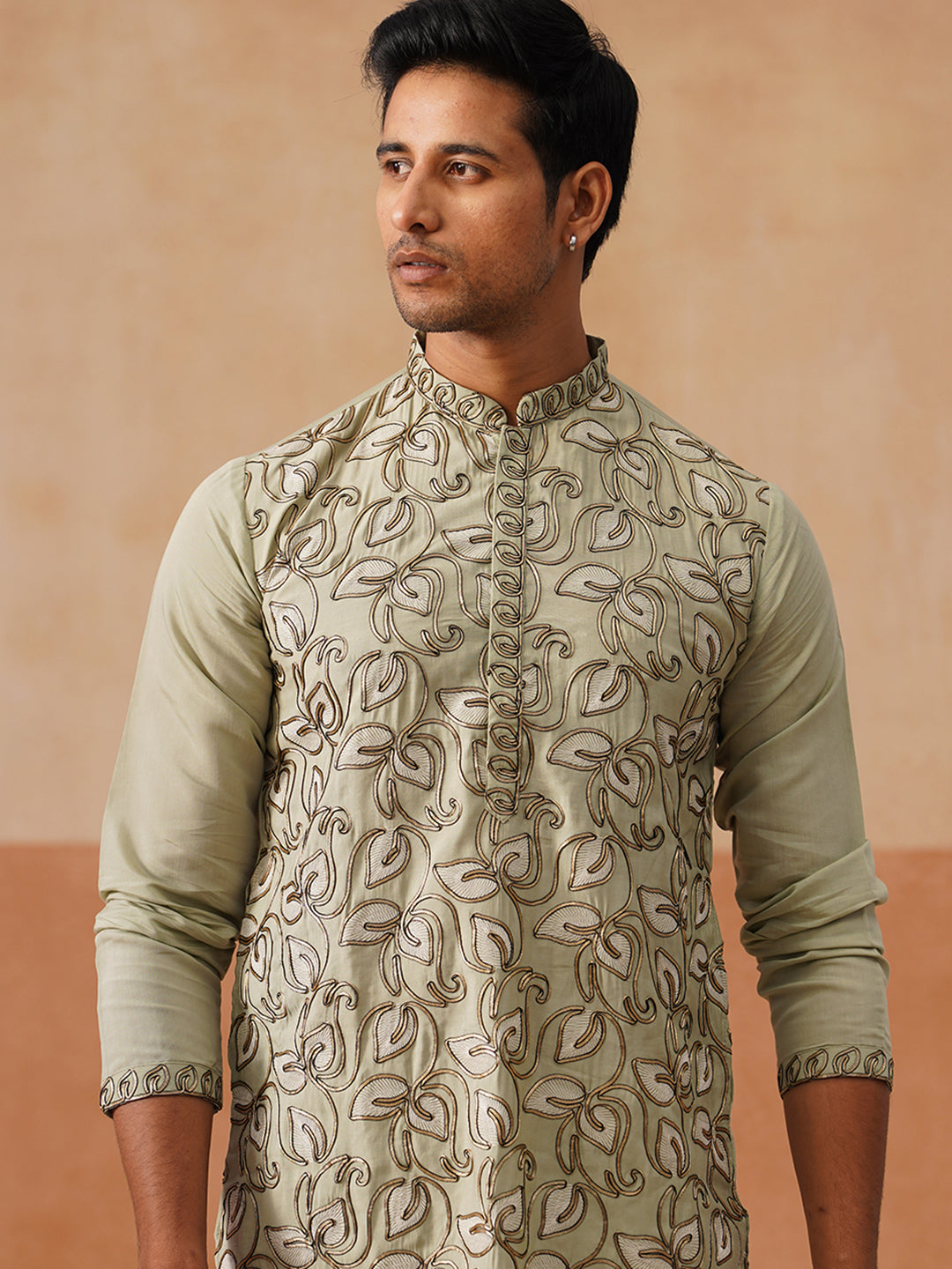 Silk Blend Embroidered Kurta