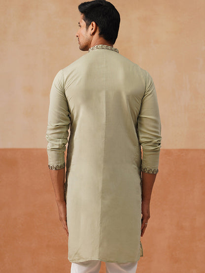 Silk Blend Embroidered Kurta
