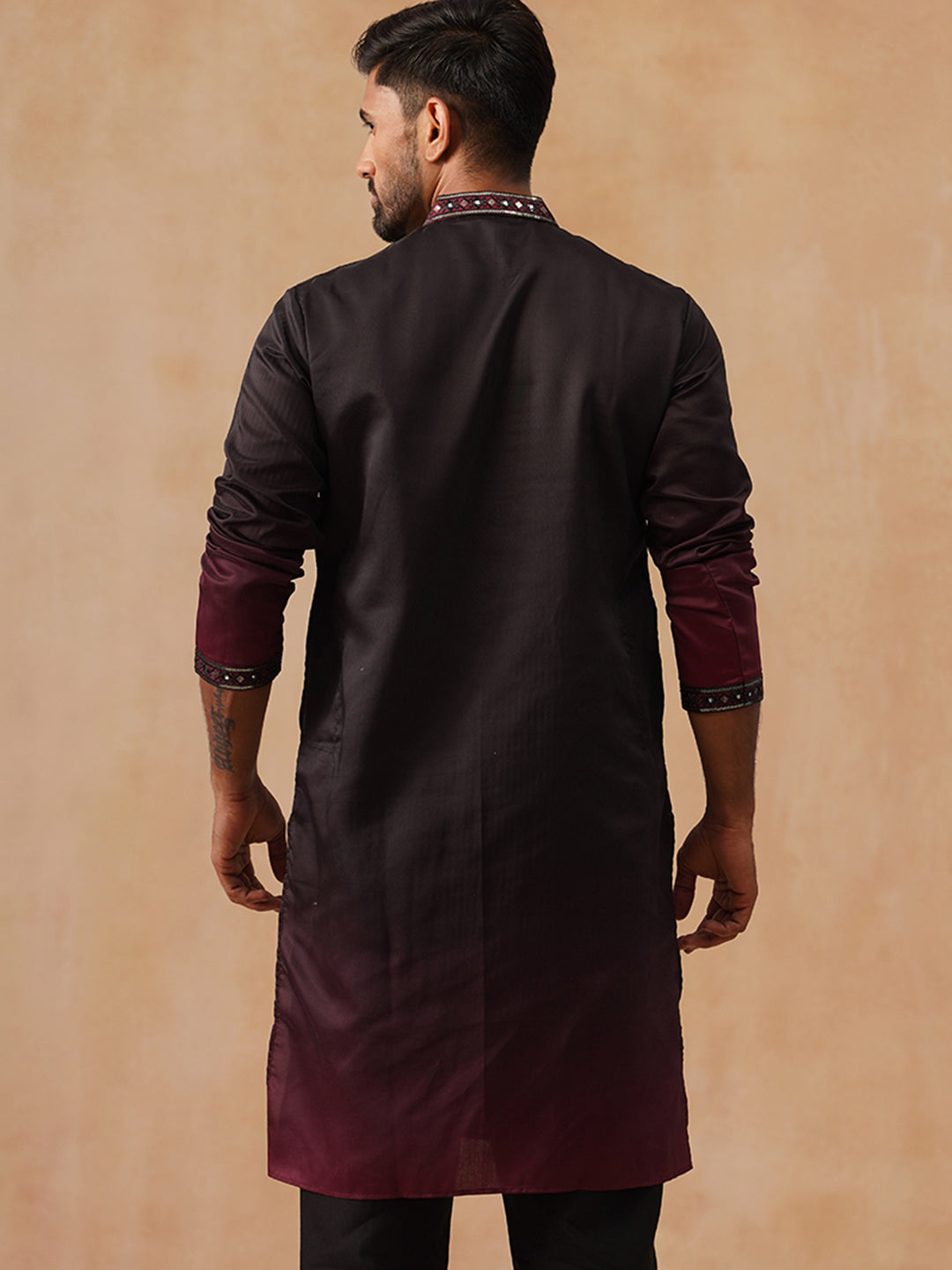 Silk Blend Embroidered Kurta