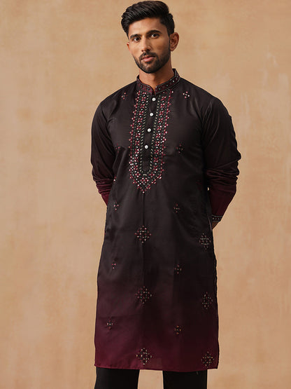 Silk Blend Embroidered Kurta