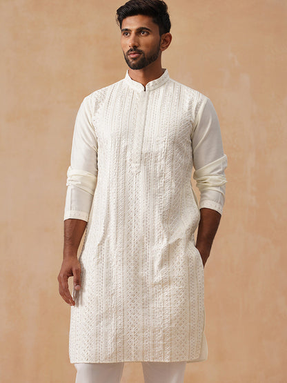 Silk Blend Embroidered Kurta