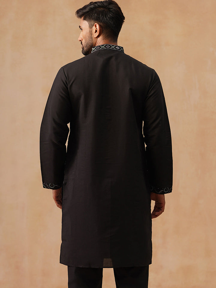 Silk Blend Embroidered Kurta