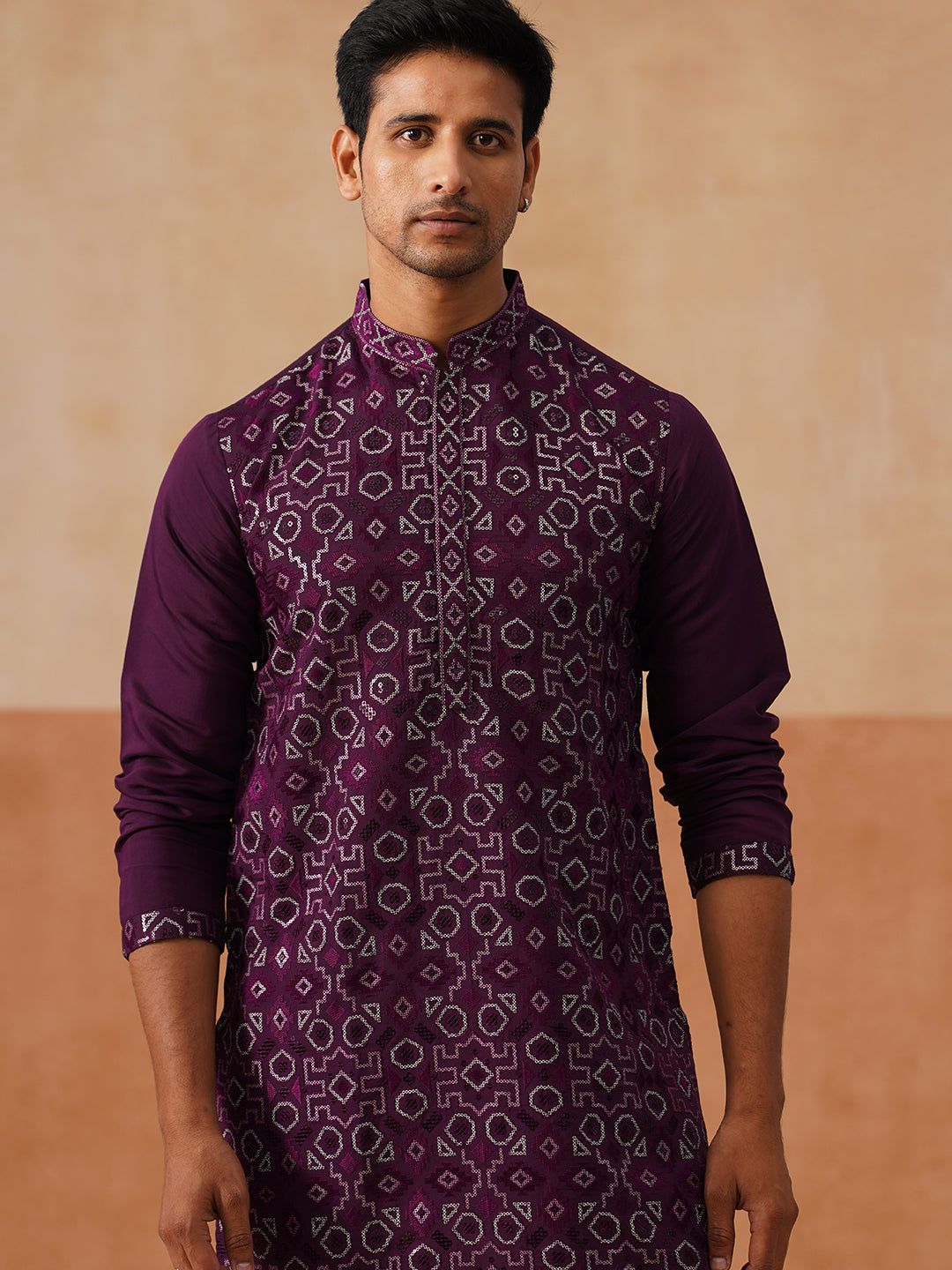 Silk Blend Embroidered Kurta