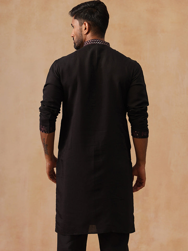 Silk Blend Embroidered Kurta