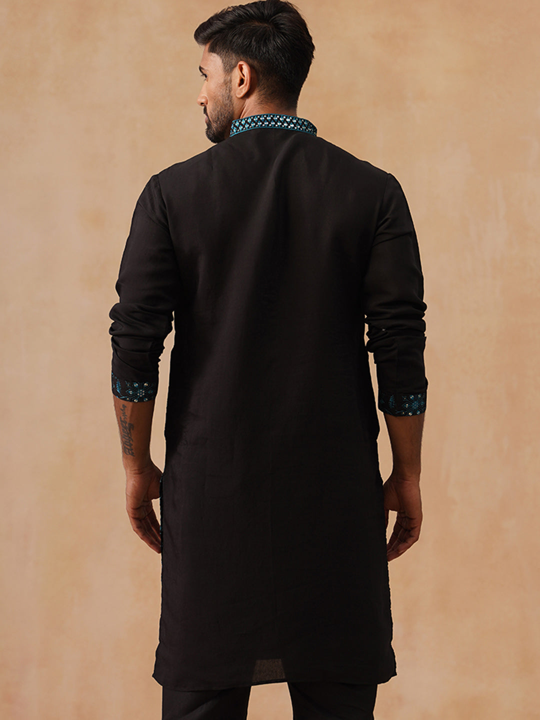 Silk Blend Embroidered Kurta