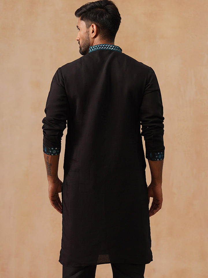 Silk Blend Embroidered Kurta
