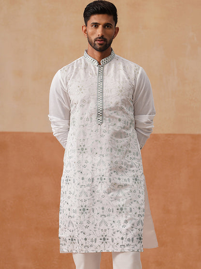 Silk Blend Embroidered Kurta
