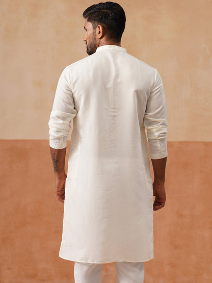 Silk Blend Embroidered Kurta