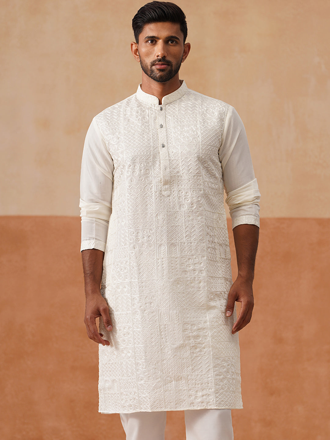 Silk Blend Embroidered Kurta