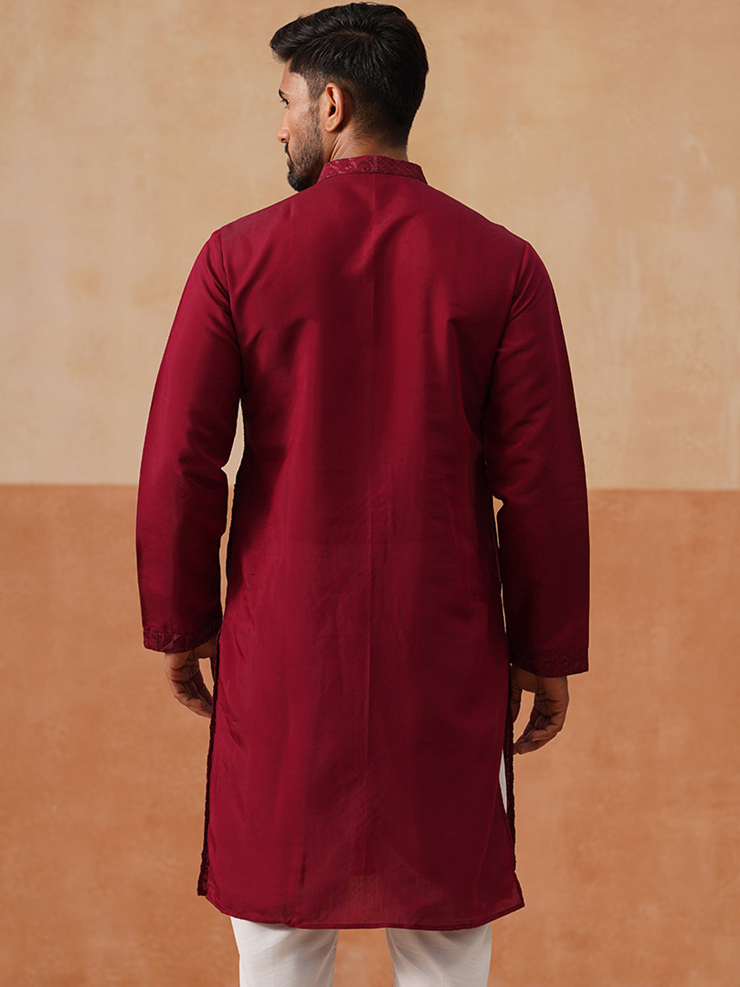 Silk Blend Embroidered Kurta