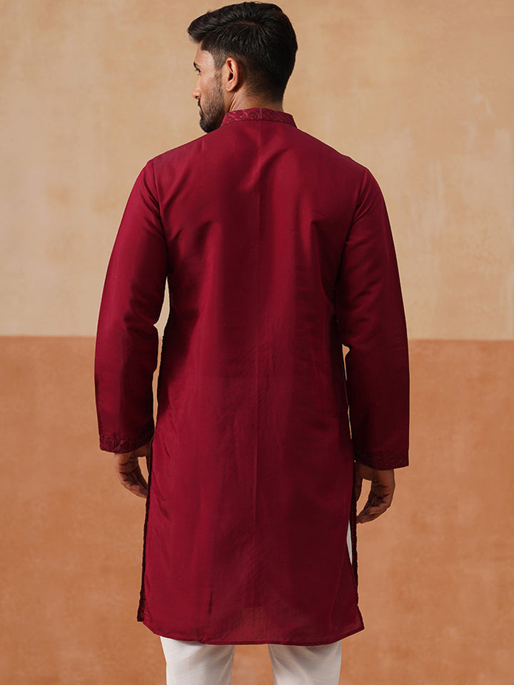 Silk Blend Embroidered Kurta