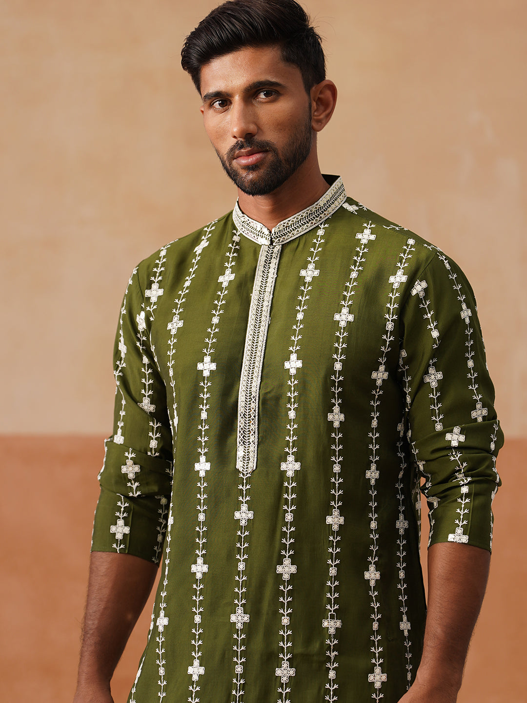 Silk Blend Embroidered Kurta