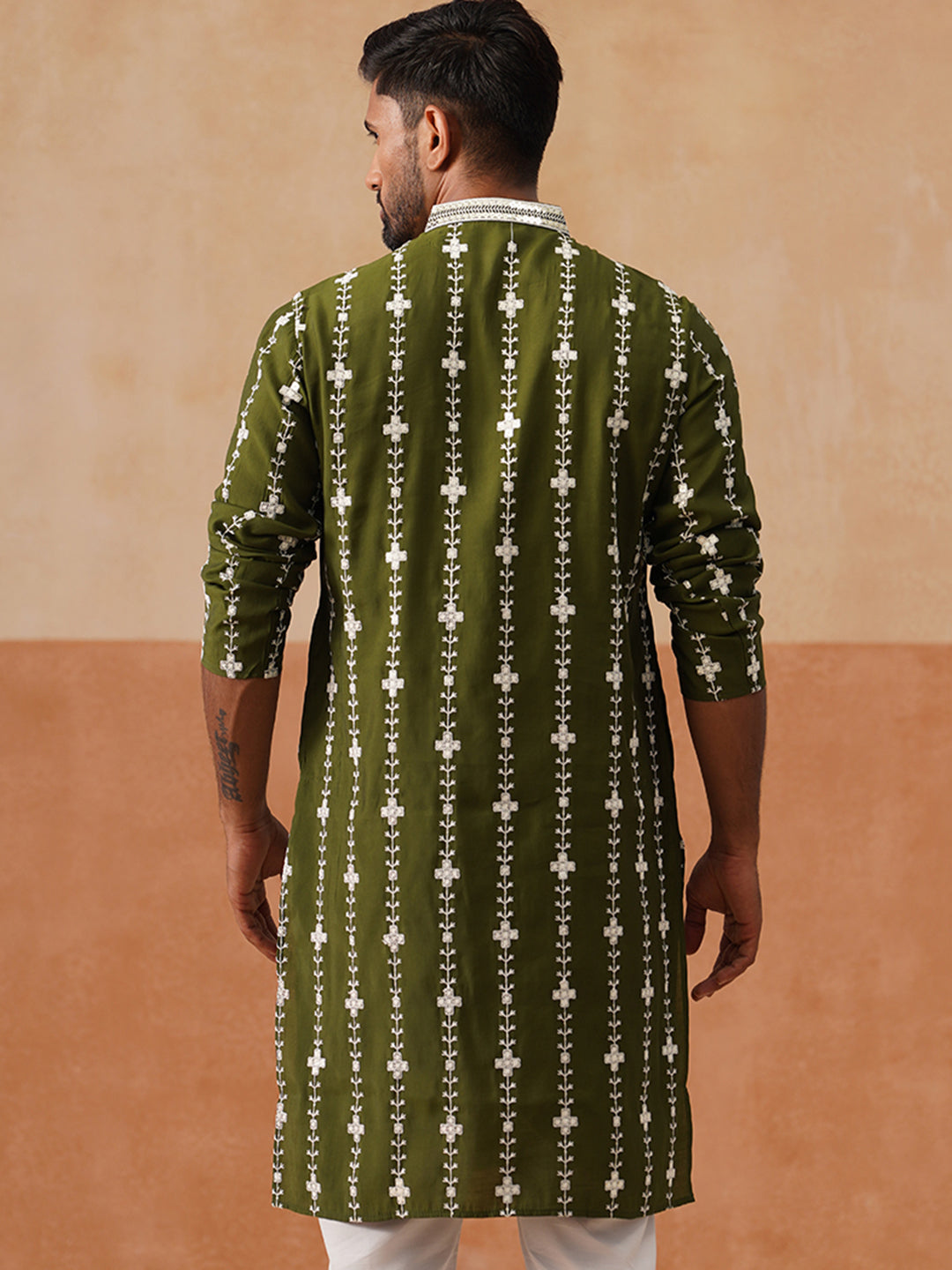 Silk Blend Embroidered Kurta