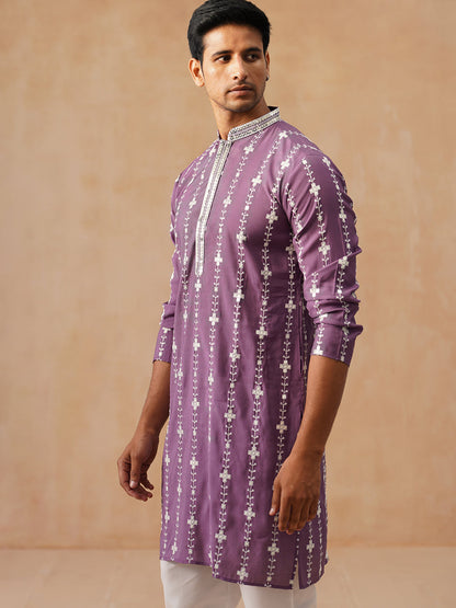Silk Blend Embroidered Kurta