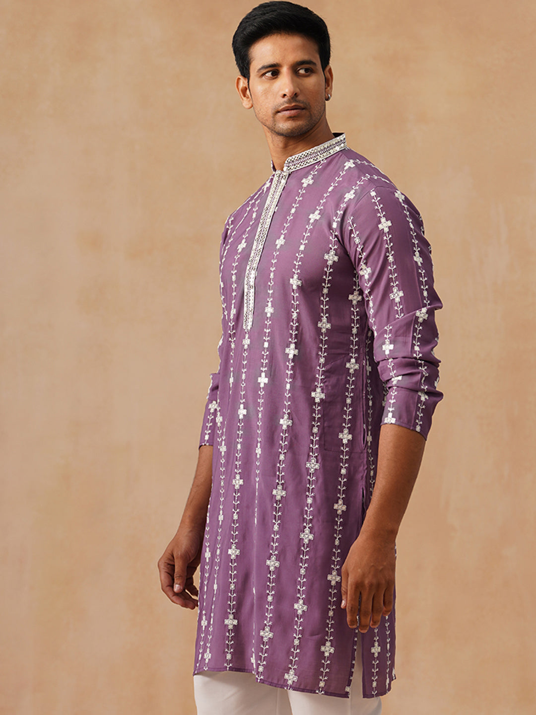 Silk Blend Embroidered Kurta