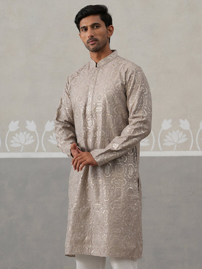 Silk Blend Designer Embroidered Kurta