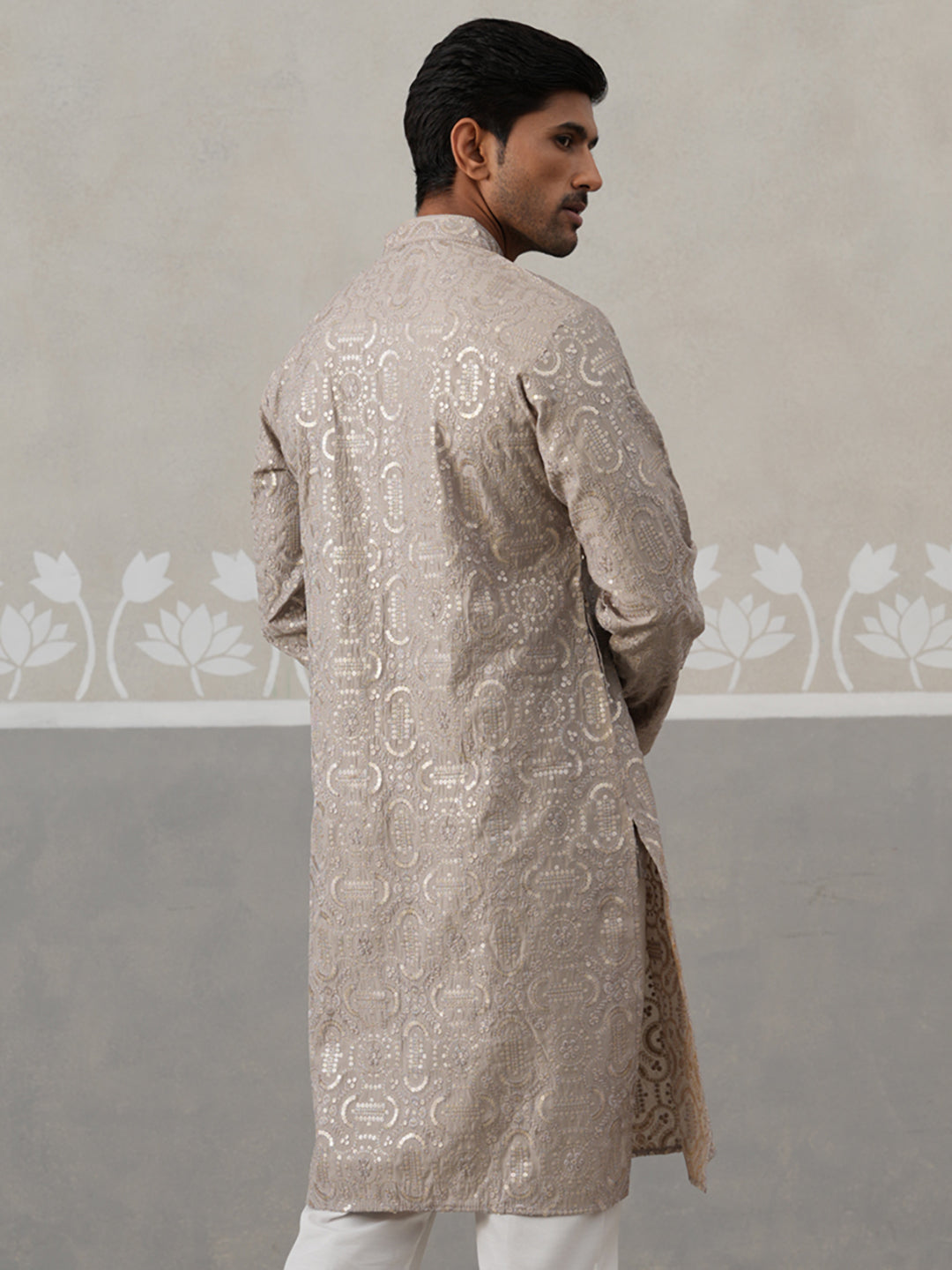 Silk Blend Designer Embroidered Kurta
