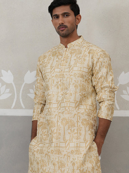Designer Silk Blend Kurta For Men