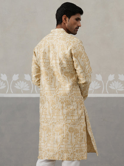 Designer Silk Blend Kurta For Men