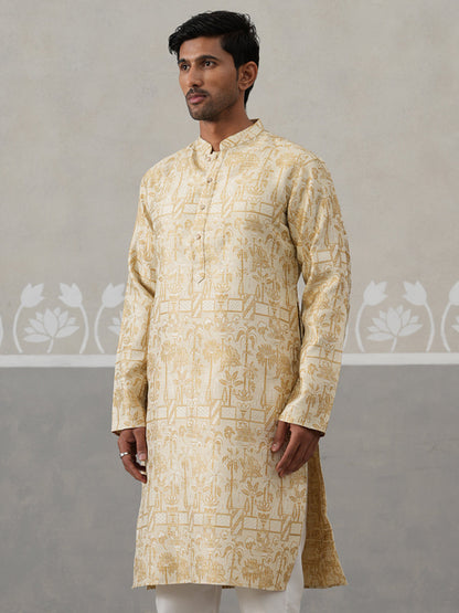Designer Silk Blend Kurta For Men