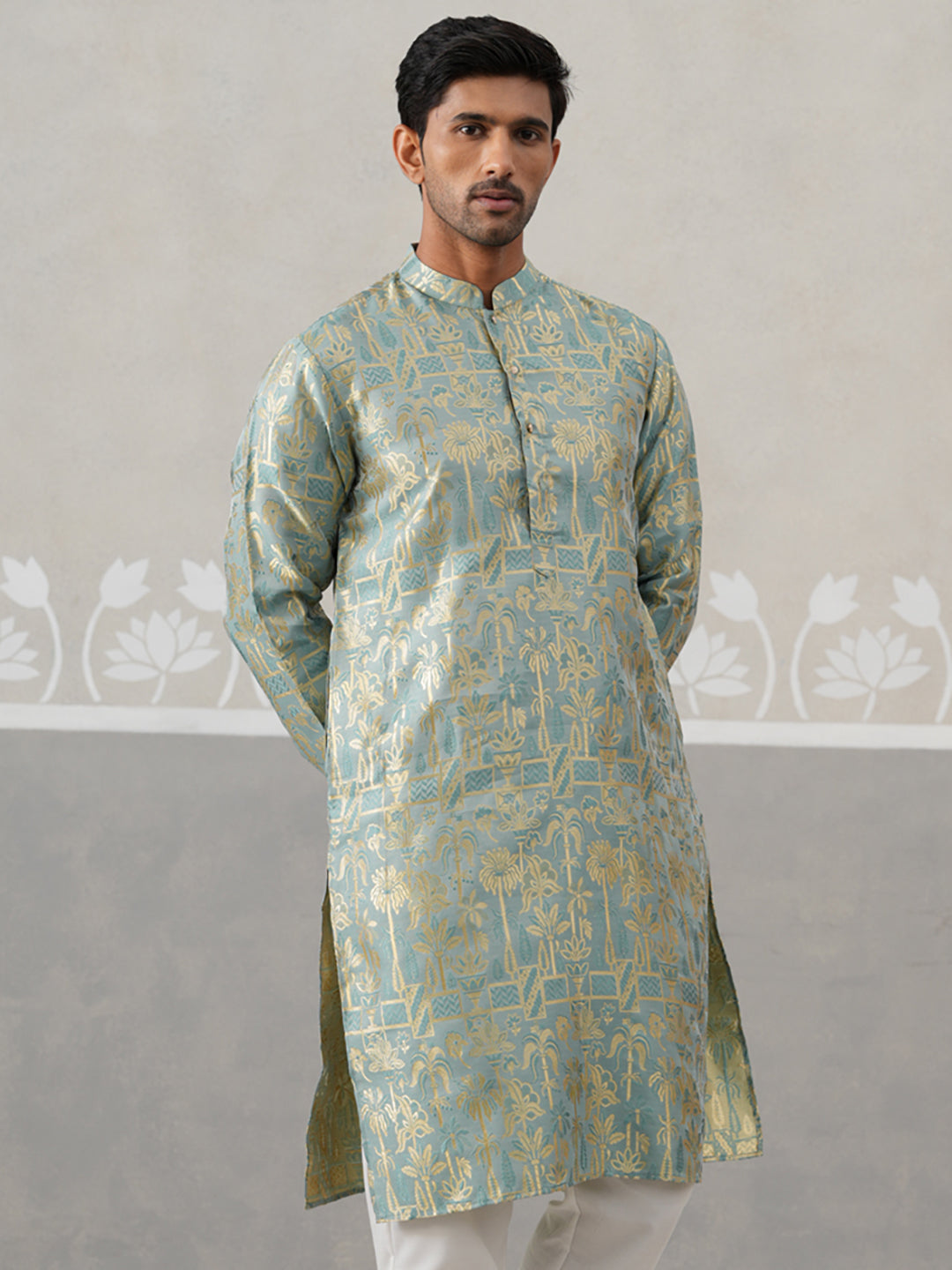 Designer Silk Blend Kurta For Men