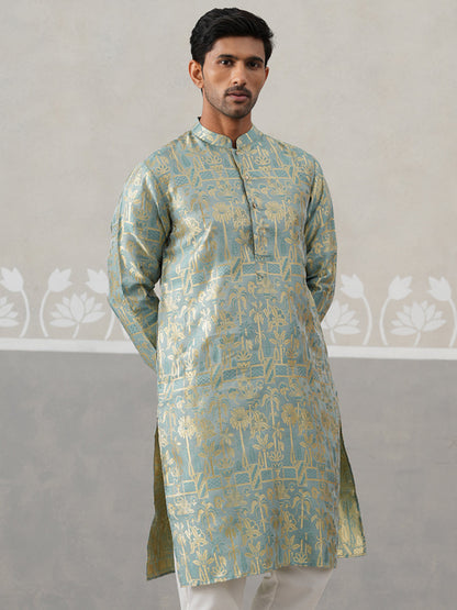Designer Silk Blend Kurta For Men