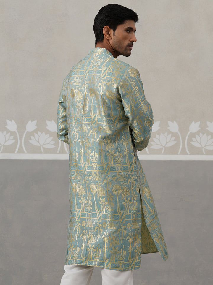 Designer Silk Blend Kurta For Men