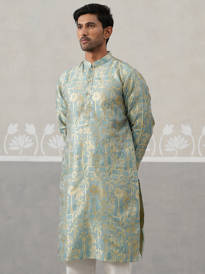 Designer Silk Blend Kurta For Men