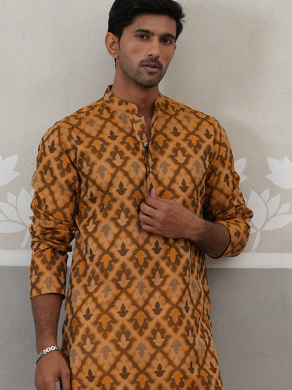 Silk Blend Woven Design Kurta.