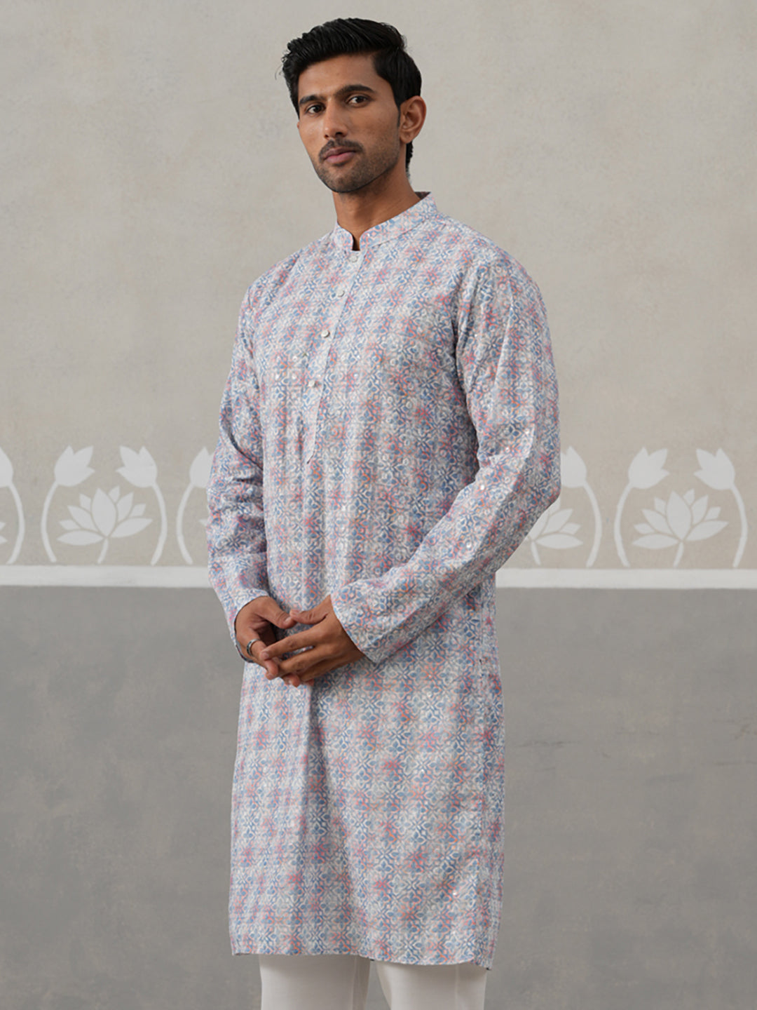 Printed And Embroidered Kurta.