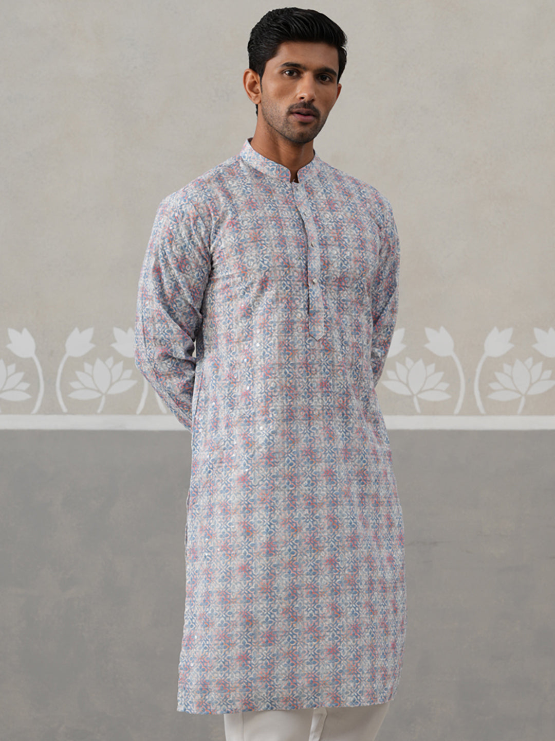 Printed And Embroidered Kurta.