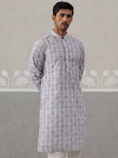 Printed And Embroidered Kurta.