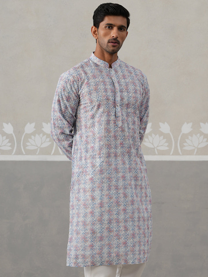 Printed And Embroidered Kurta.