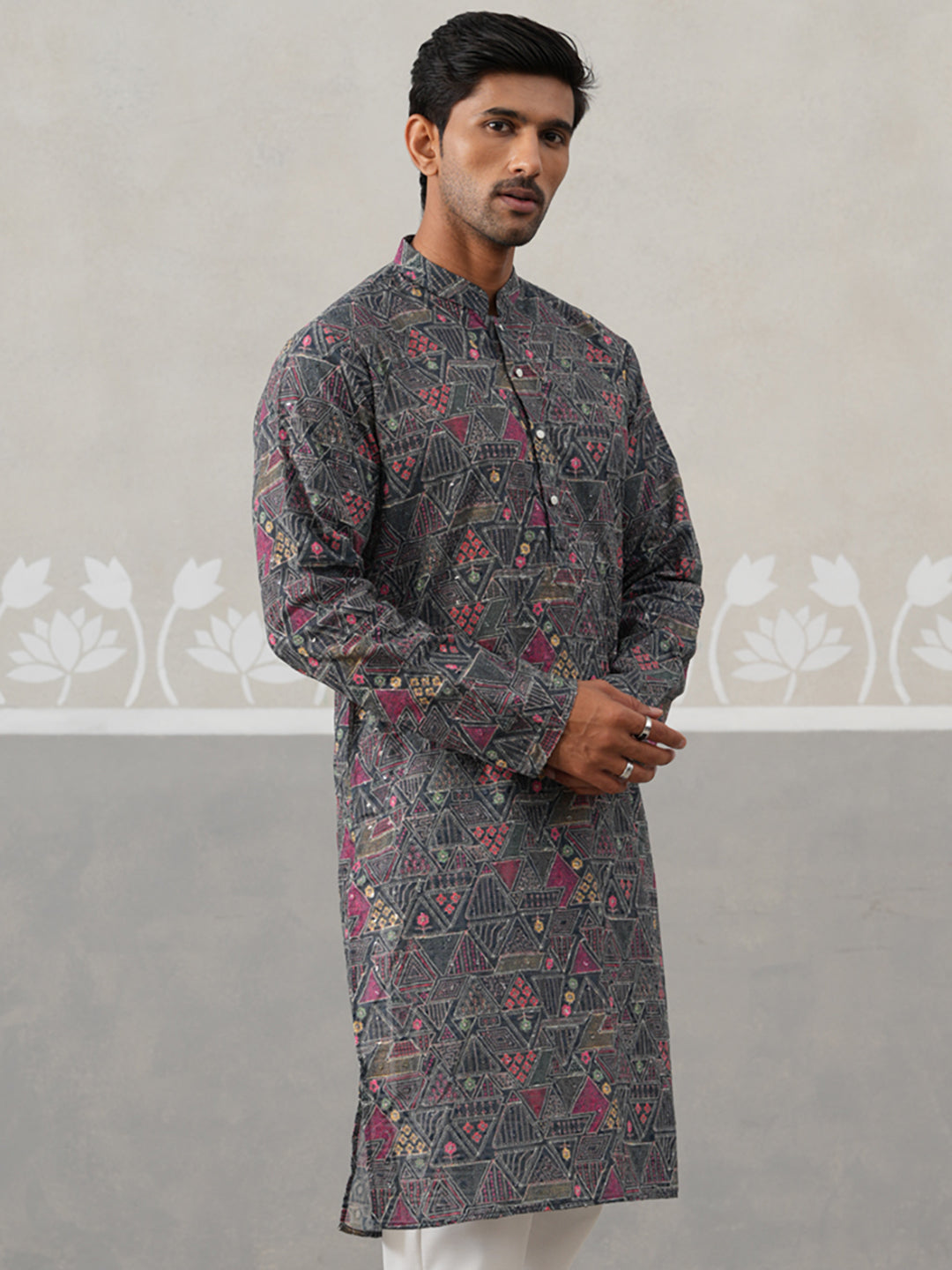 Printed And Embroidered Kurta.
