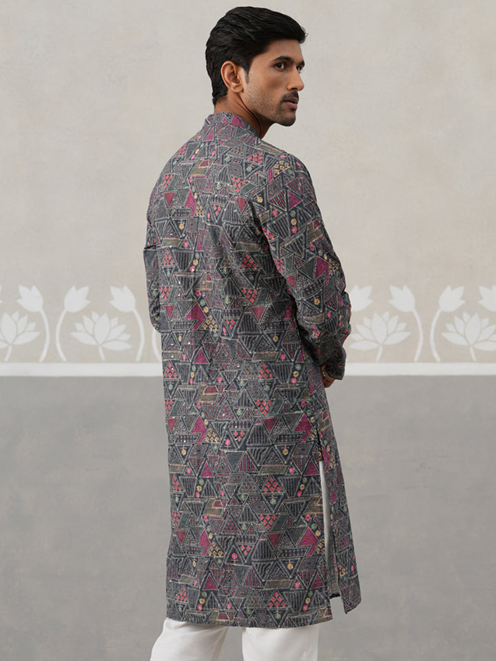 Printed And Embroidered Kurta.