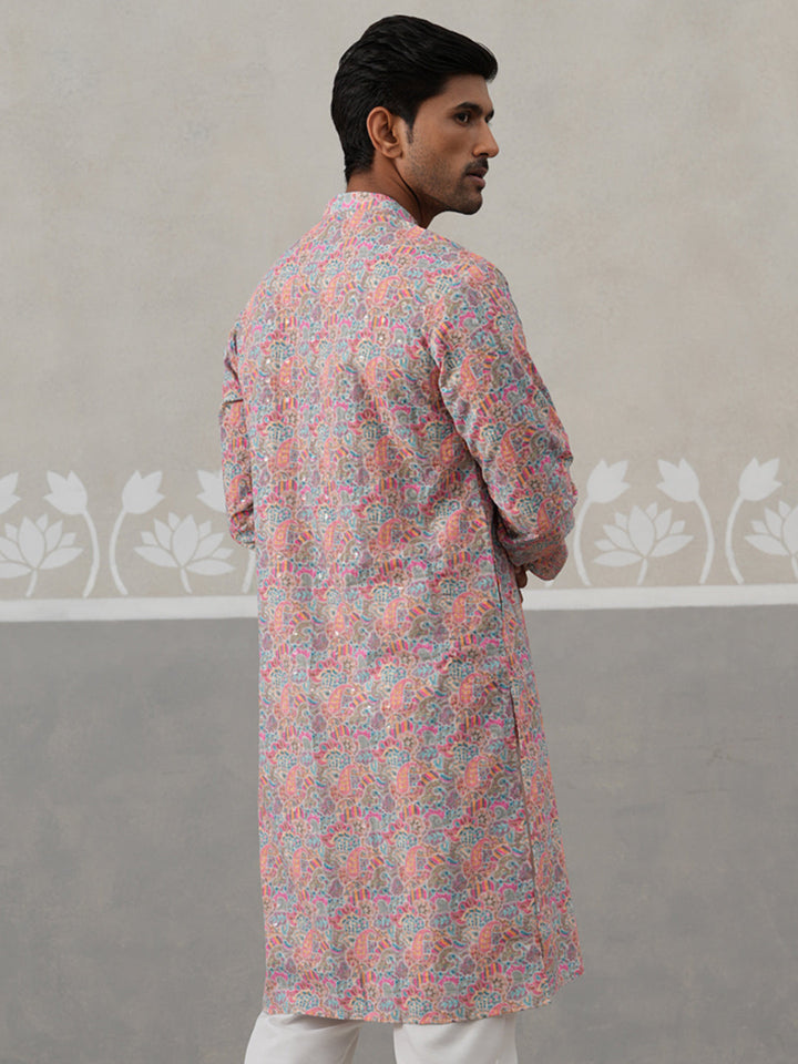 Printed And Embroidered Kurta.