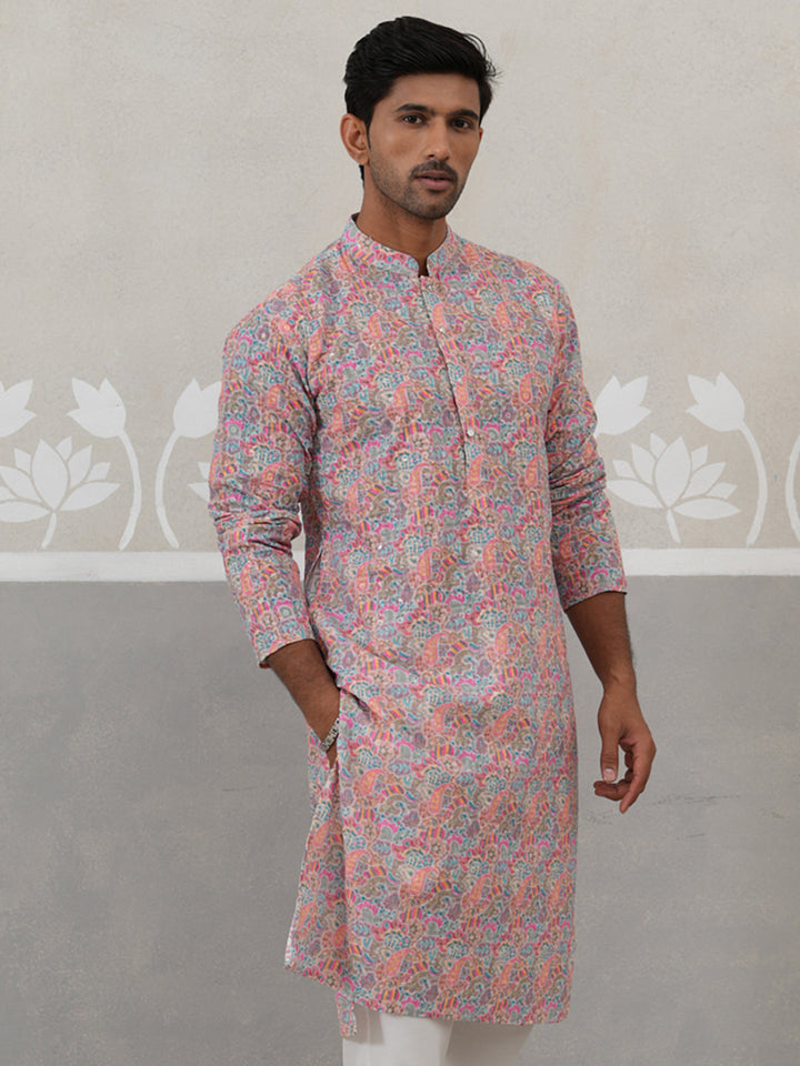 Printed And Embroidered Kurta.