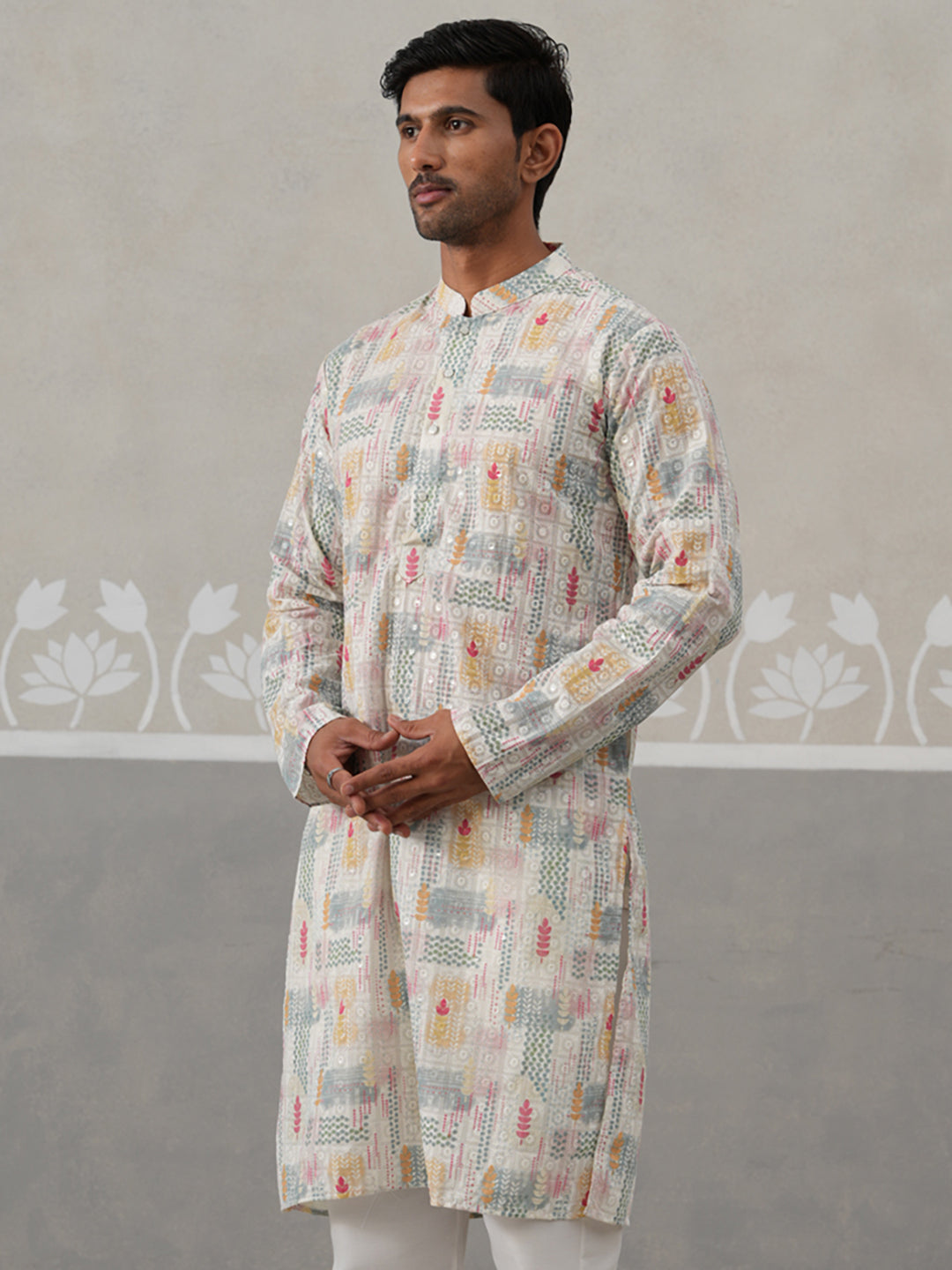 Printed And Embroidered Kurta.