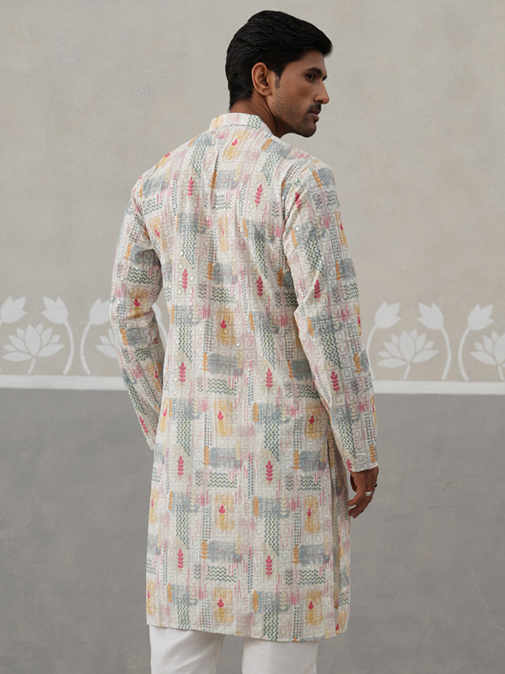Printed And Embroidered Kurta.