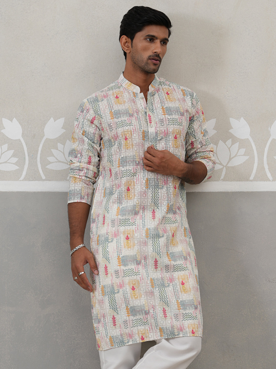 Printed And Embroidered Kurta.