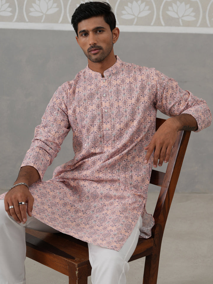 Printed And Embroidered Kurta.