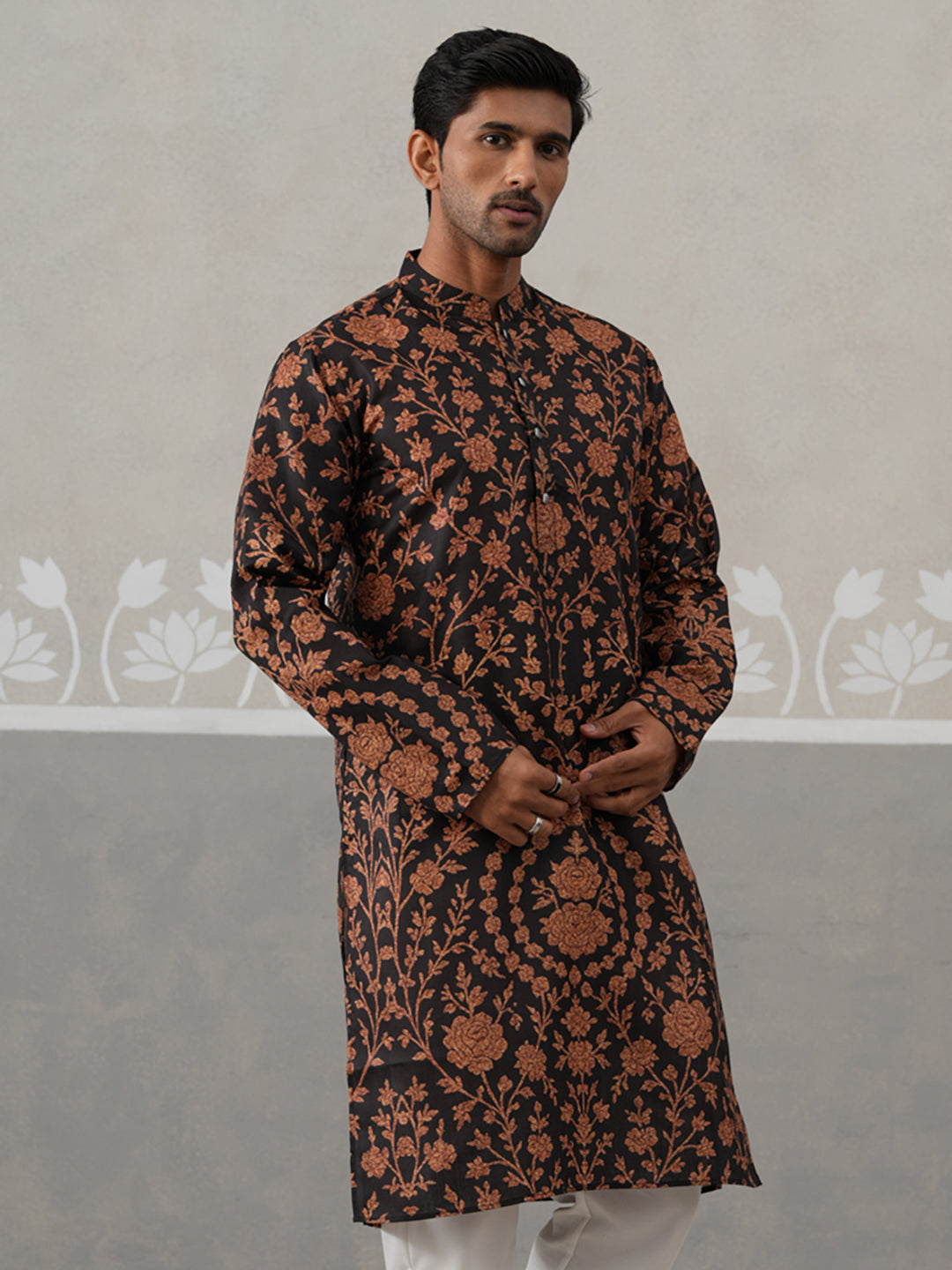 Floral Printed Cotton Kurta For Men